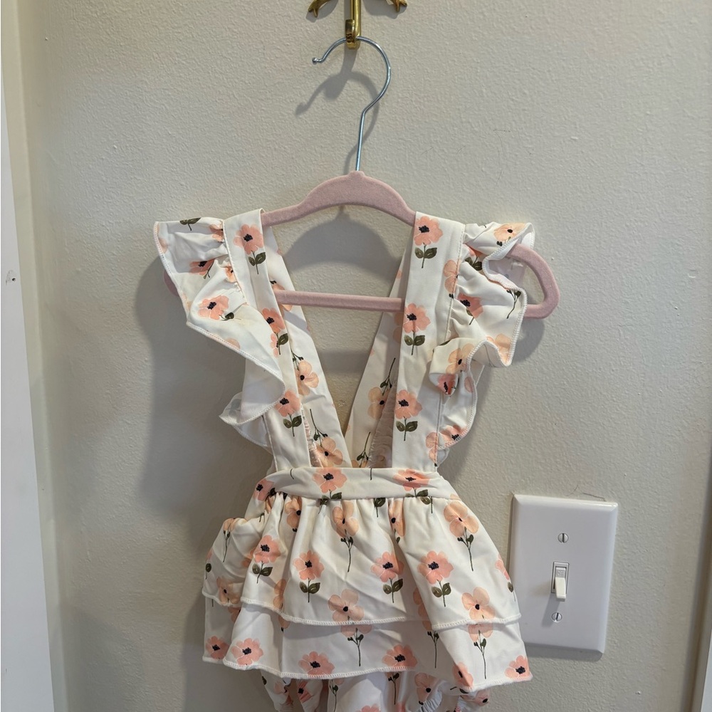 Charming Floral toddler girl ruffle Romper
